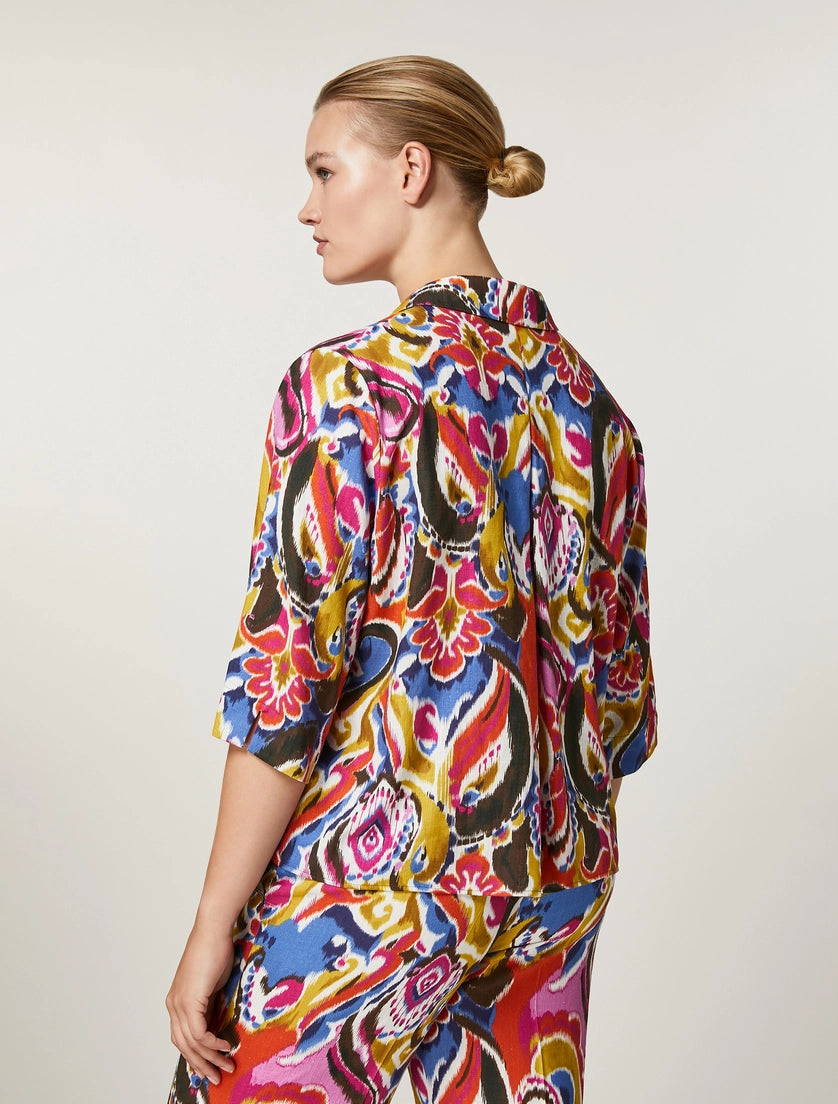 Camicia in tela di viscosa e lino