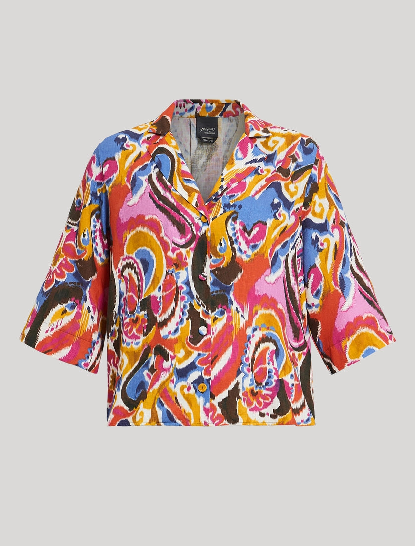 Camicia in tela di viscosa e lino