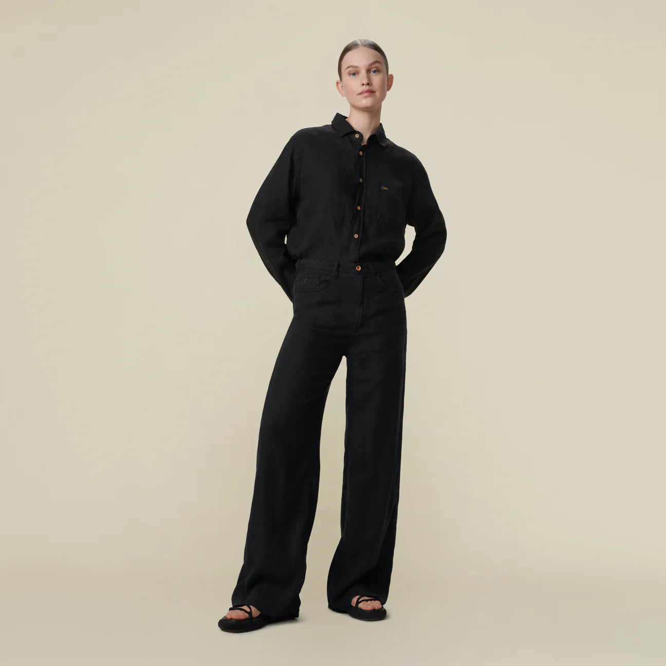 Skater Loose-Z Black Linen - Low Rise Wide Fit