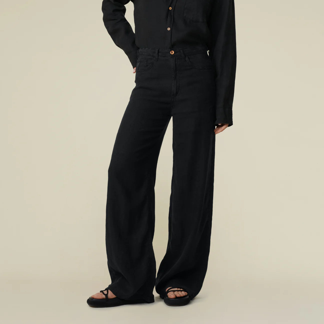 Skater Loose-Z Black Linen - Low Rise Wide Fit