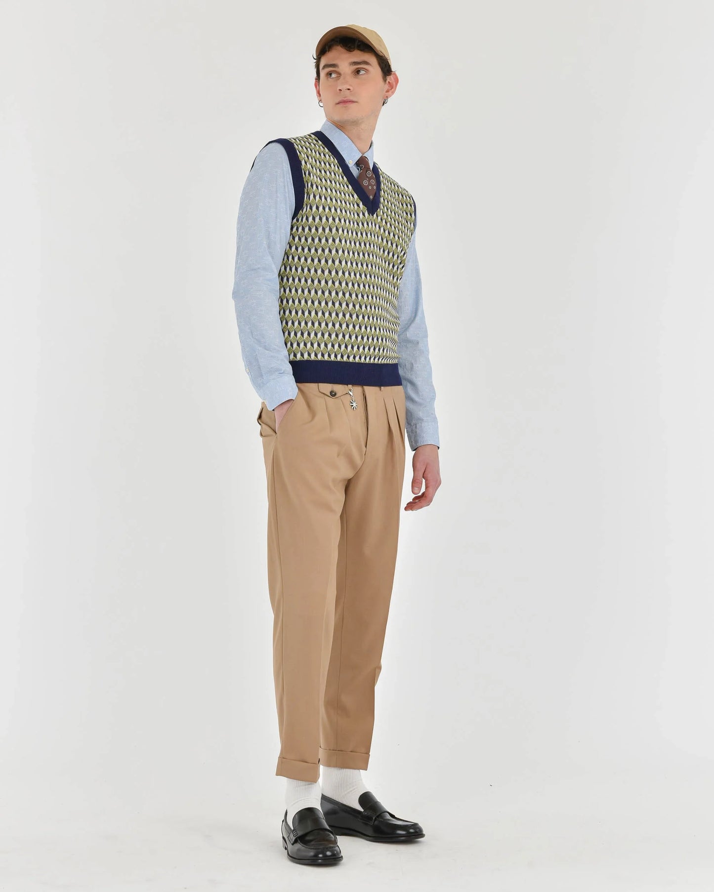 Camicia button down jacquard in cotone celeste