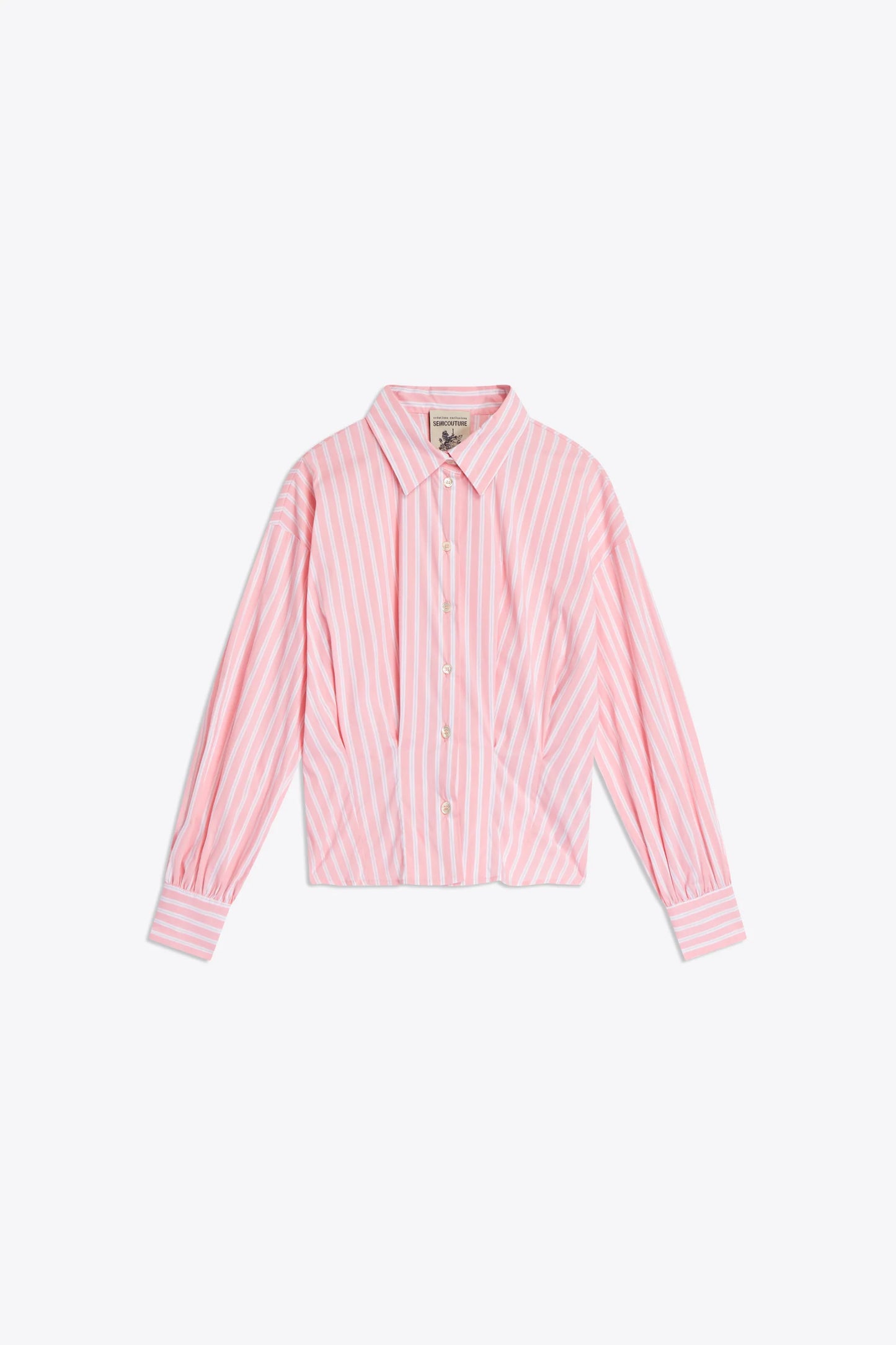 Camicia in popeline rigato con pinces