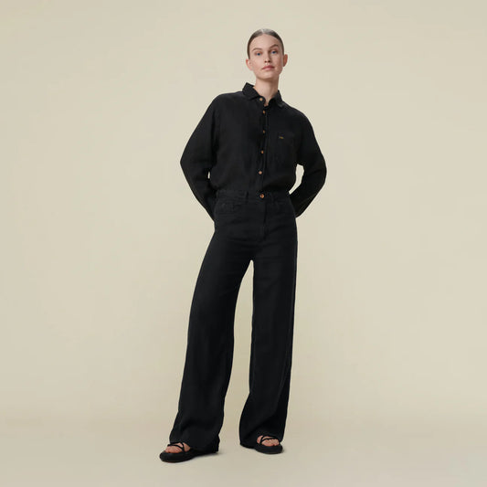Skater Loose-Z Black Linen - Low Rise Wide Fit