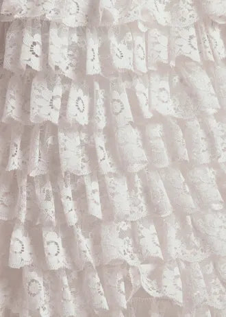 Maglia con volant in pizzo a strati bianco off-white