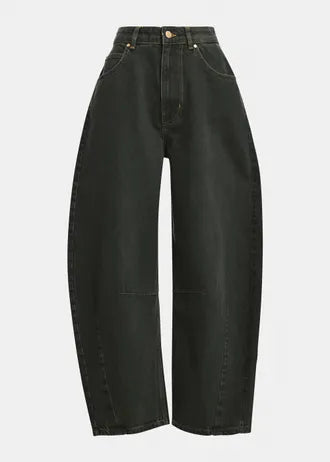 Jeans cropped modello barrel grigio scuro