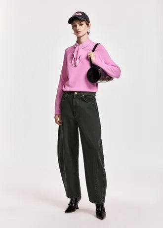 Jeans cropped modello barrel grigio scuro