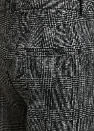 Black and grey plaid wide-leg trousers, twisted seam