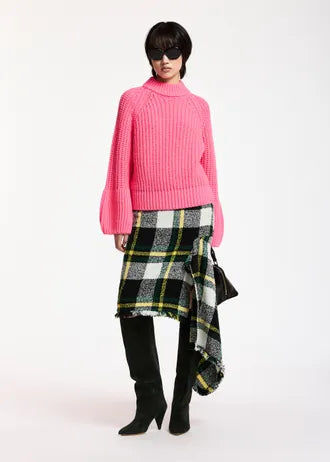 Maglione rosa a collo alto chunky con maniche voluminose