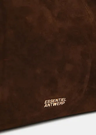 Brown suede shopper bag with removable shoulder strap