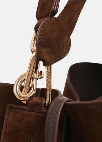 Brown suede shopper bag with removable shoulder strap