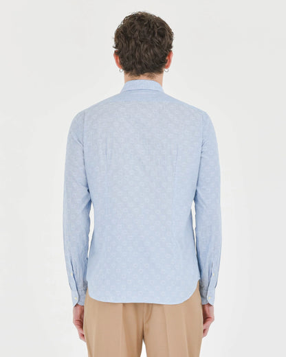Camicia button down jacquard in cotone celeste