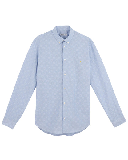 Camicia button down jacquard in cotone celeste