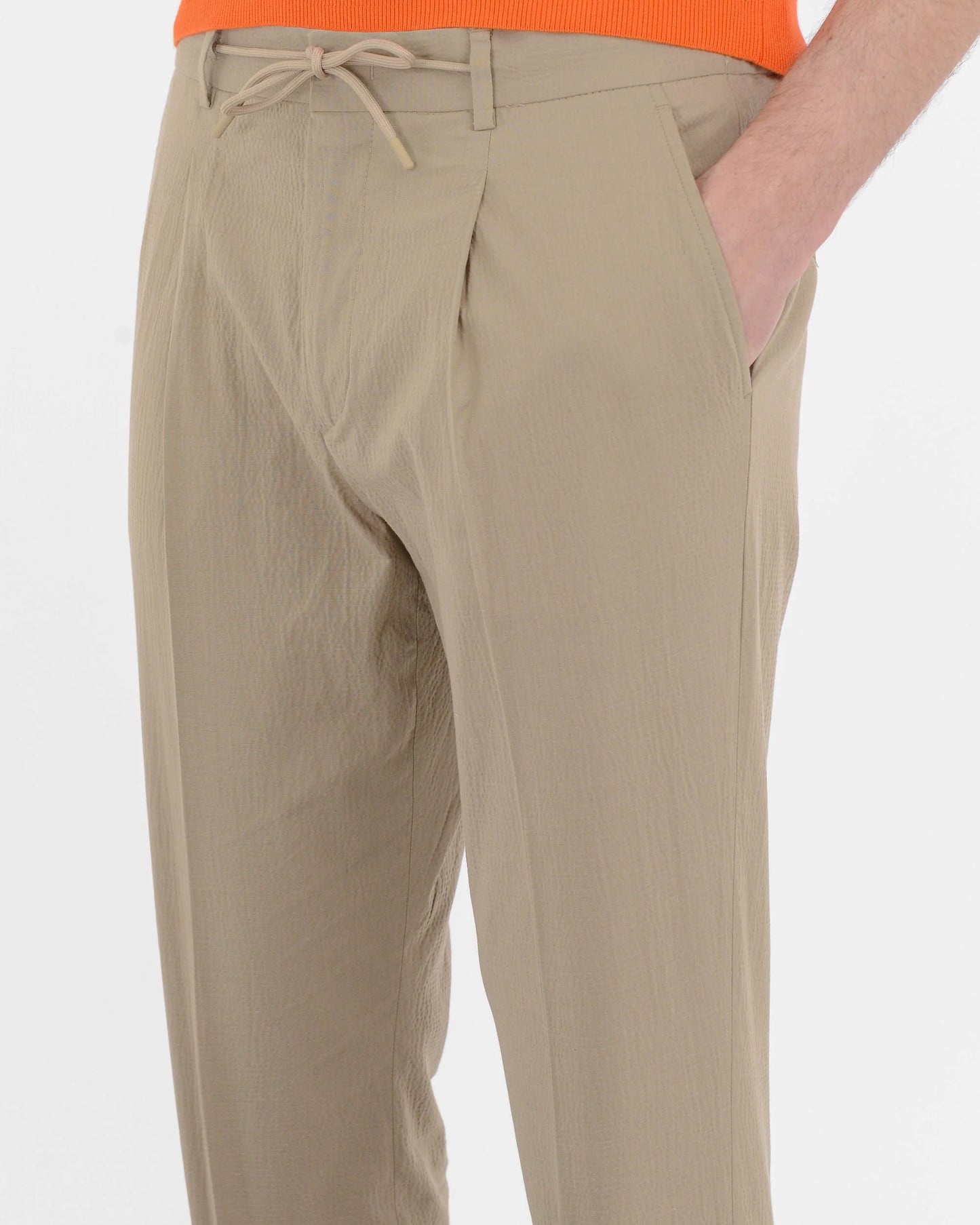 Pantalone jogging seersucker misto cotone stretch