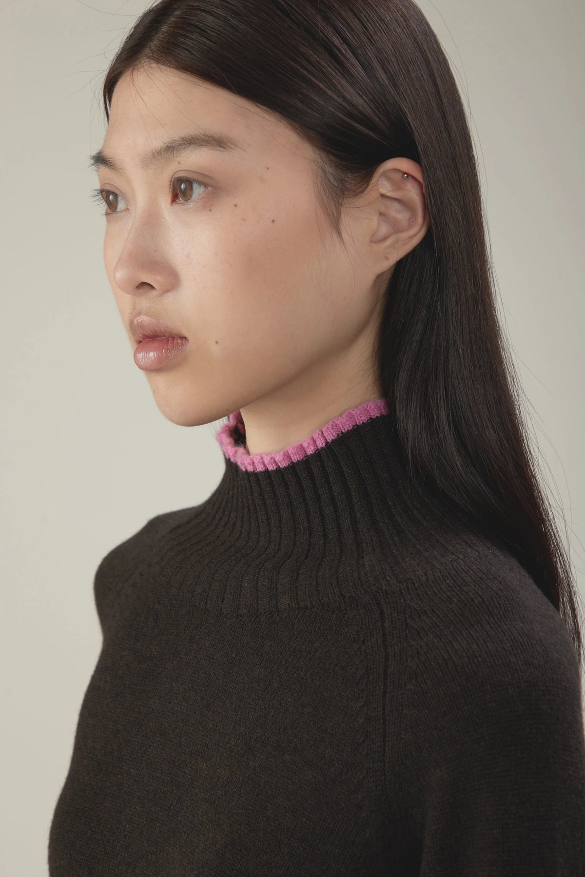 Maglione a collo alto con maniche raglan in lana e cashmere