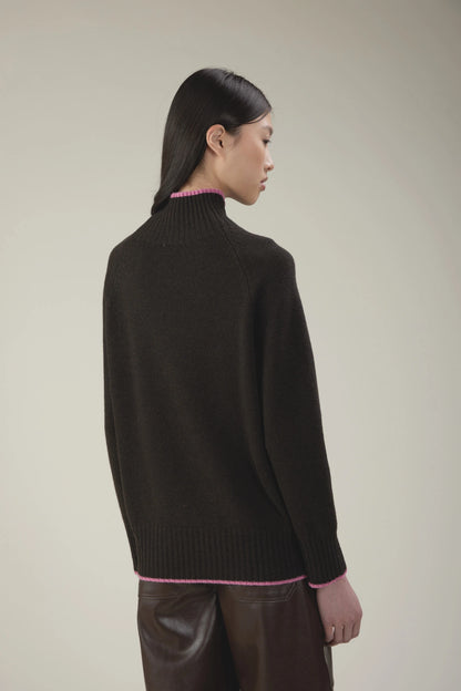 Maglione a collo alto con maniche raglan in lana e cashmere